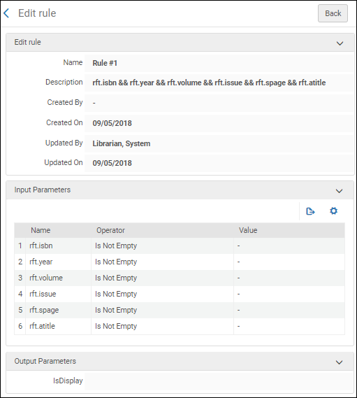 Rule Details Example for a CCC Get It Now Electronic Collection